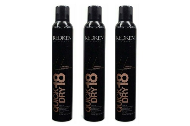 3 Redken QUICK DRY 18 Instant Finishing Hairspray 11 oz Ea  (No Fragrance) black