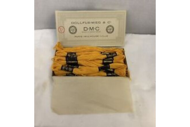 Vintage DMC Mouline Special 25 Floss Thread #742 Gold Opened Box of 19 Skeins