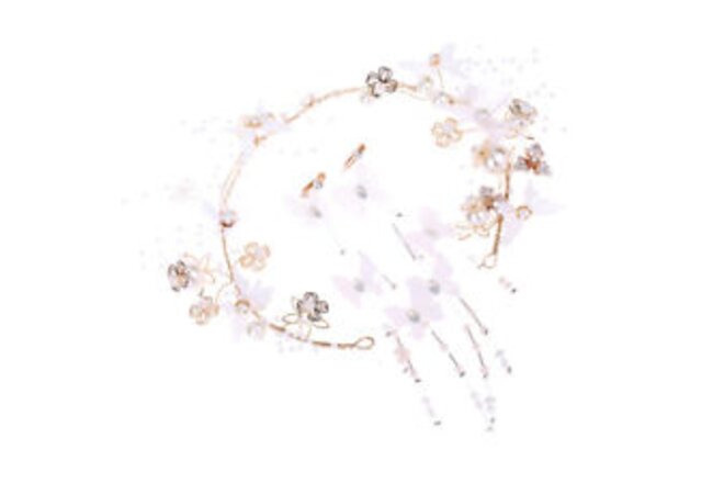 Bridal Flower Headwear Bride Dangle Earring Rhinestone Headpiece