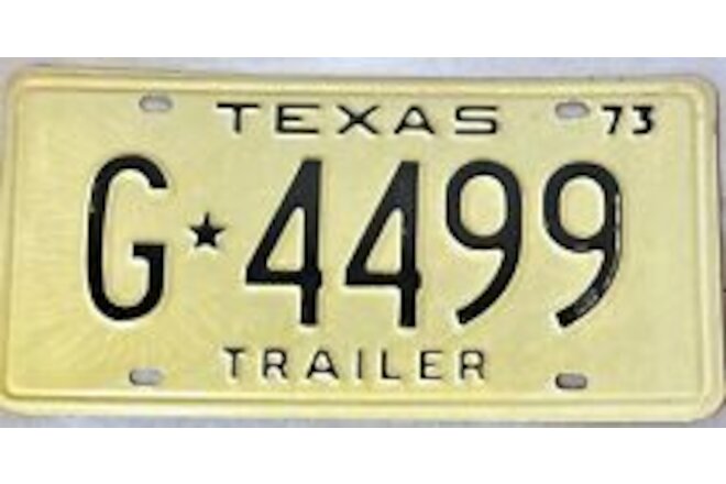Vintage “Expired” NOS 1973 Texas Trailer License Plates  #G 4499  All Original