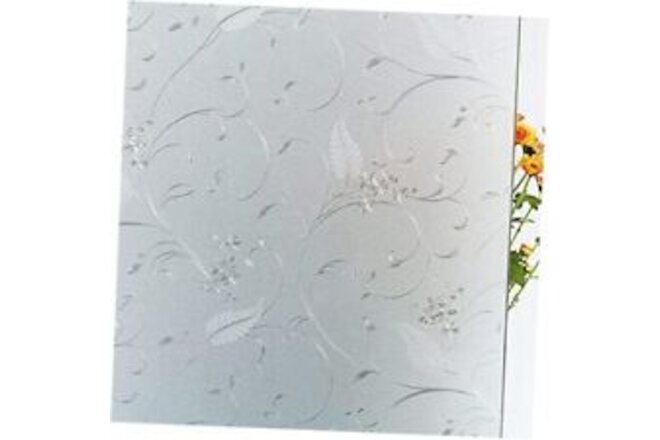 Privacy Window Film Etched Flowers Static Cling Glass 17.5 by 78.7-inch Pure