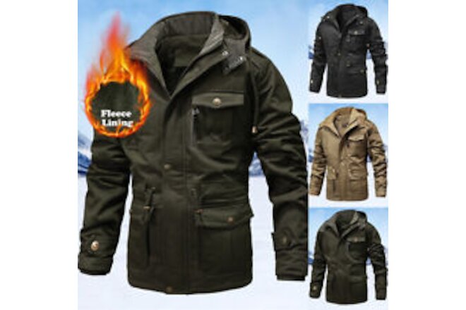 Winter Mens Thermal Warm Padded Coats Jackets Zipper Skiing Snow Hooded Outwears
