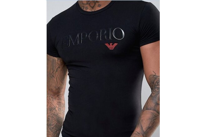 Emporio Armani Black Men's T-Shirt Glossy logo, Size M*L*XL New
