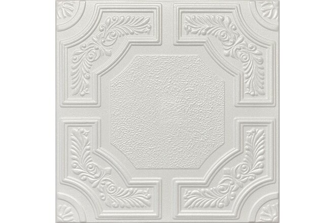 Home Decor, Ceiling Tiles, Glue Up, Foam,20"x20", Laurel Wreath R28W 8pcs Bundle
