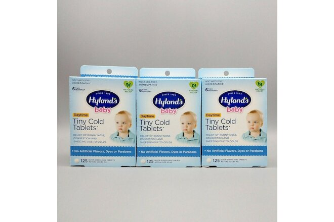 Hyland's Baby Daytime Tiny Cold Tablets, 6 Ages Months+ 125 Tablets (3 Pack)