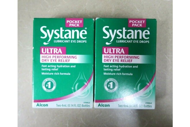 Systane Lubricant Eye Drops Ultra Dry Eye Relief 2-4mL Bottles EA Exp 1/2022^ 2X