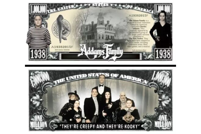 10 Pack The Addams Family Collectible 1 Million Dollar Bills Novelty Money