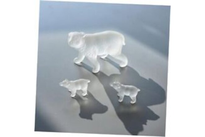 Set 3 Handmade Crystal Polar Bears Figurines Mom Baby Polar Bears Animals