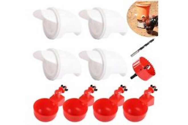 4 Chicken Feeder Port, Automatic watering cups 4 port for feeding + hole saw