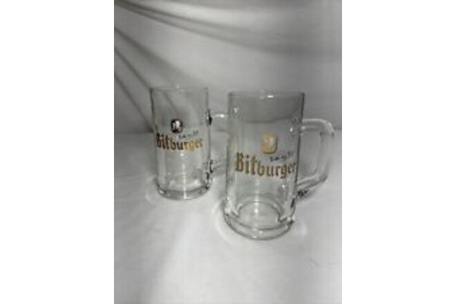 Set of 2 Bitburger thick glass Beer Mug 0.5Lt