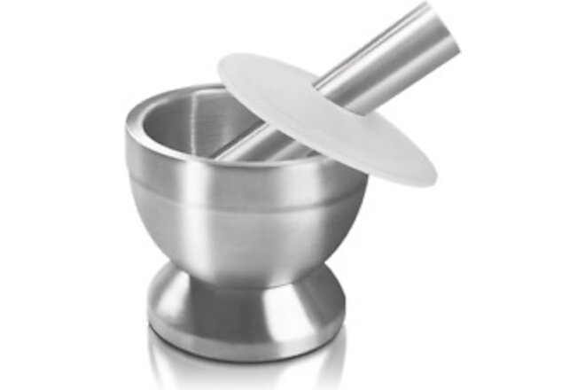 Mortar and Pestle Stainless Steel Pestal Set Grind Food Herbs Spice Heavy Duty