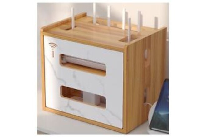Wooden Wireless WiFi Router Storage Box Router Shelf Modem Cable Router B_1