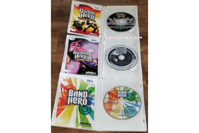 Wii Guitar Hero game LOT World Tour_Legend Of Rock_BAND Bundle 3__Music COMPLETE