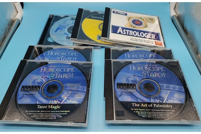 Lot of 7 Vintage Software CDs Tarot, Astrology, Horoscope, Palmistry, Lottery