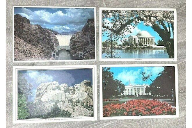 Lot of 4 Vintage Restaurant Placemats American Sightseeing Landmarks 11.5x17.5"