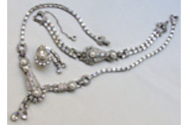 Vt 1940s Older Set Necklace Bracelet Single Earring MAZER BROS Signed Jomaz 694j