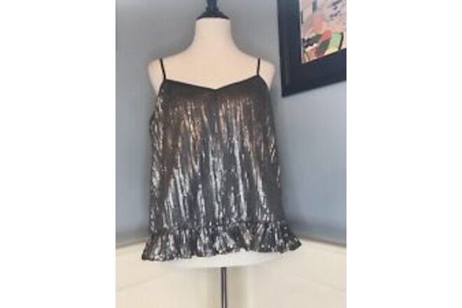 NWT Silver Sequined Anthropology Cami Top Sz 10