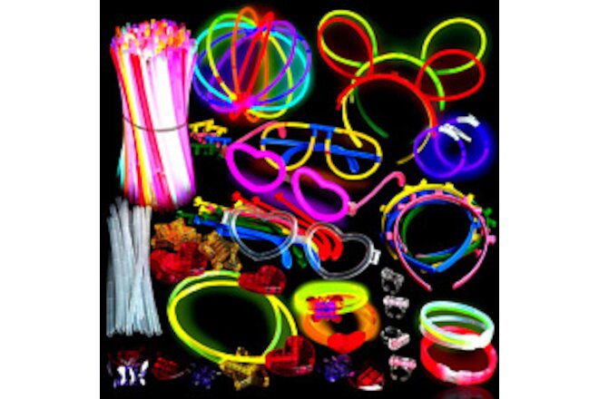 500 Glow Sticks Party Pack with Necklaces And Bracelets - Ultra Bright