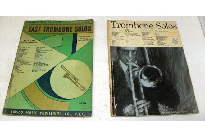VTG 1950 Trombone Solos w/ Piano Accompaniment SHEET-MUSIC BOOK FOLIO LOT: Amsco