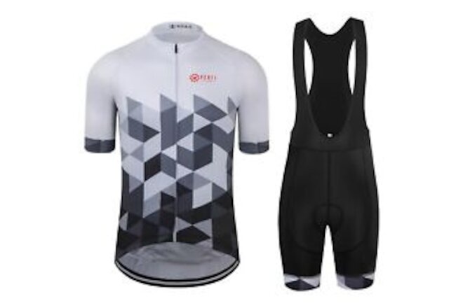 Men's Cycling Jersey Set Road Bike Shorts Sleeves Jersey Zipper Pokcet Bib Sh...