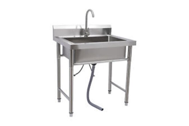Kitchen Sink Stainless Steel Commercial 1 Compartment Utility Sink With Faucet