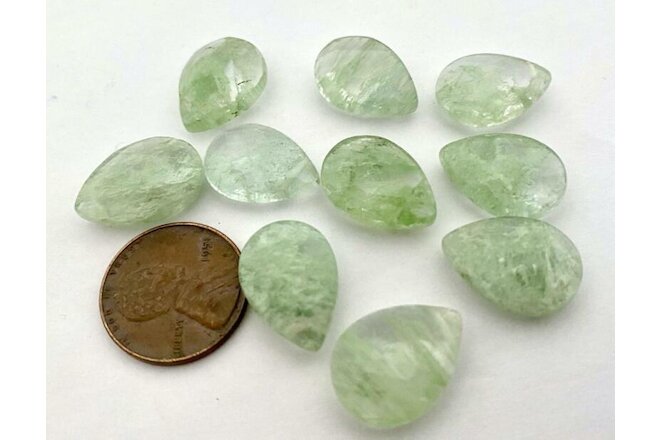 Vintage 12 x 17mm Lovely Semi Precious Faceted Drop  Beads 10