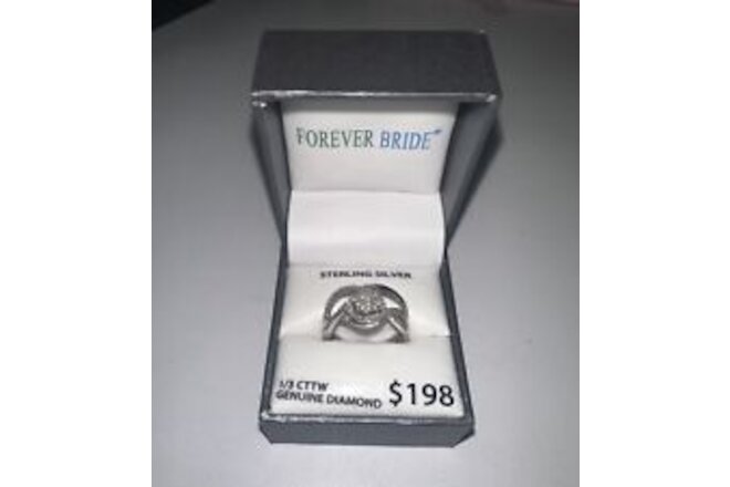 Forever Bride 1/3 CTTW Genuine Diamond Ring and Band Set Size 7