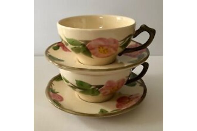 (2) Sets Vintage Franciscan Desert Rose Teacups Cups Coffee Pottery