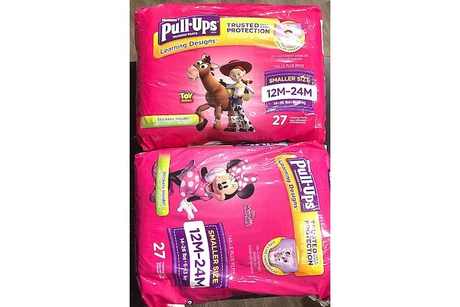 Huggies Pull Ups Girls Potty Training Pants 12m-24m 13-26 lbs 27 Count Pack of 2