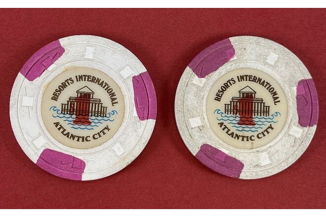 2 Resorts International Casino Atlantic City $1 Gambling Chips