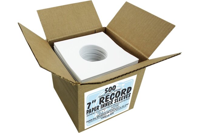 (500) 7" Record Inner Sleeves - White ARCHIVAL Paper ACID FREE 45rpm - #07IW