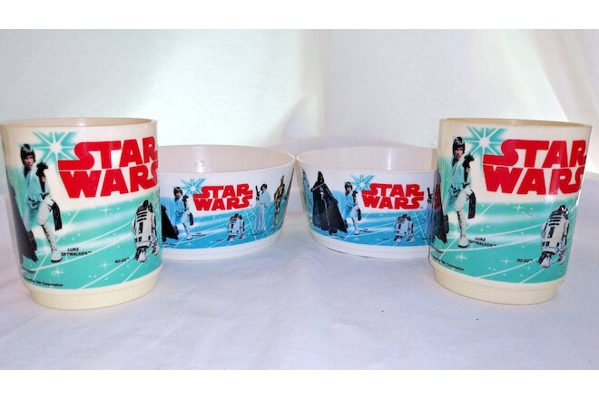 Vintage 1977 Star Wars Bowls and Cups - 2 Sets