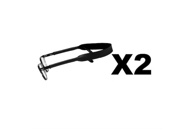 Croakies Original Eyewear Retainer Black Sunglasses Strap Adjustable (2-Pack)