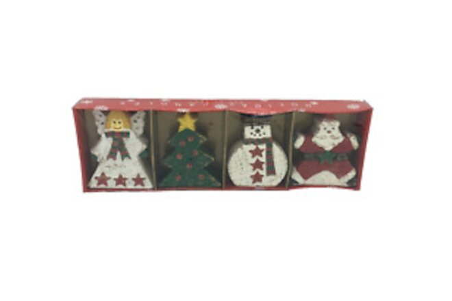 Two’s Company Holiday Candles Set of 4 Angel Christmas Tree Snowman Santa Claus