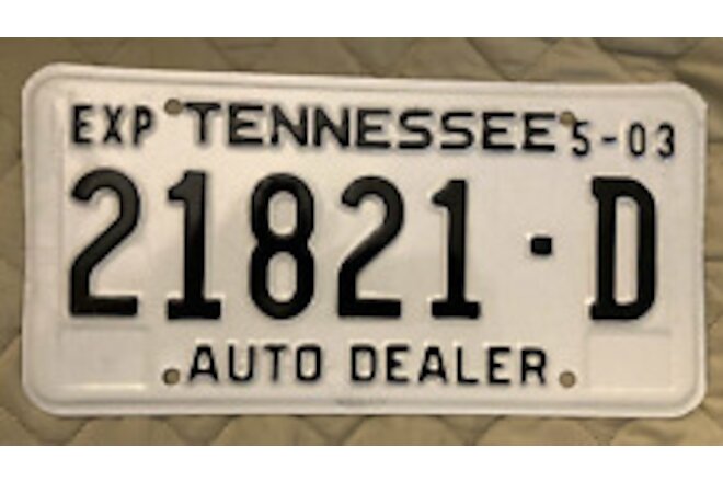 Tennessee License Plate 21821-D Auto Dealer Unused Mint Shape No Scratches Exp03
