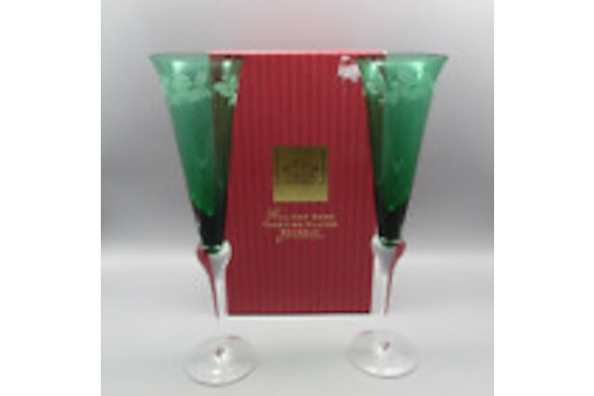 Lenox Crystal Holiday Gems - Emerald Toasting Flutes - Set of Two