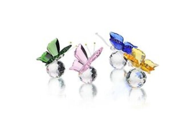 Crystal Flying Butterfly with Crystal Ball Base Figurine Collection Cut Glass...