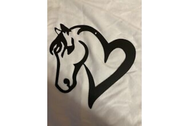 Metal Horse Head And Heart Hanging Wall Decor