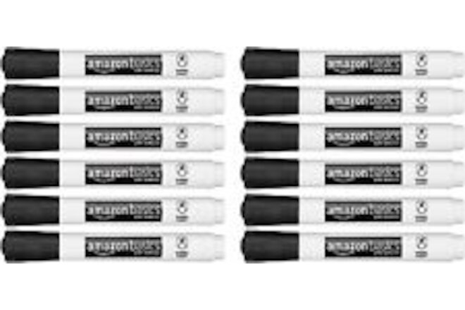 Amazon Basics 12-Pack Low-Odor Chisel Tip Dry 1 Count (Pack of 12), Black