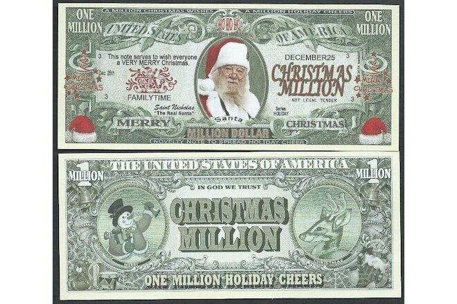 Lot of 100 Bills - THE REAL SANTA MILLION CHRISTMAS WISHES NOVELTY BILL