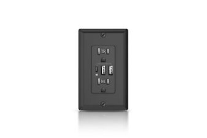 USB Outlet, 15 Amp TR Receptacle Plug with USB C Wall Charger, 30W 6.0A Charg...