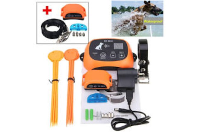 Wireless Electric Dog Fence Pet Containment System Waterproof Training 2 Collars