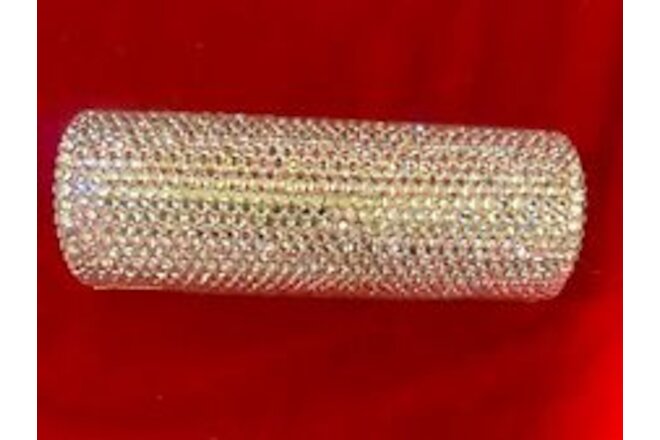 Vintage JUDITH LEIBER Lipstick Case Holder Swarovski Crystals Gold Plated Mirror