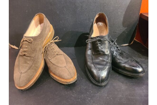 2 Pair JOSEPH FENESTRIER PARIS Shoes, Brown Suede & Black Leather Split Toe, 11E