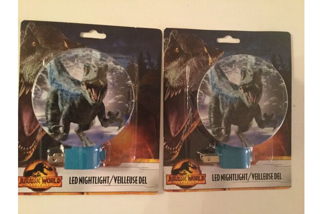 2 Jurassic World Dominion led night light plug in dinosaur Universal City Studio