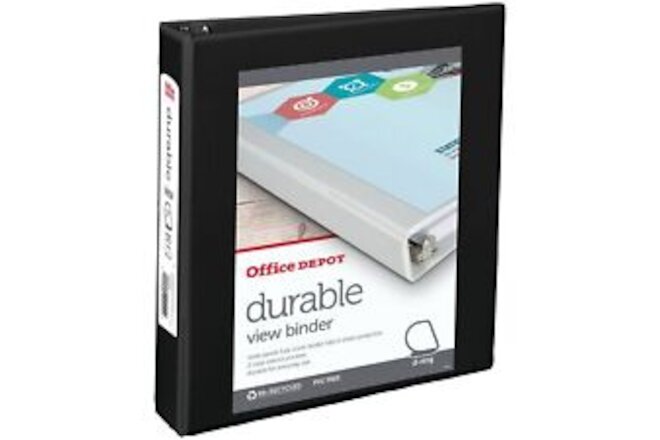 Office Depot Brand Durable View 3-Ring Binder, 1 1/2" D-Rings, Black