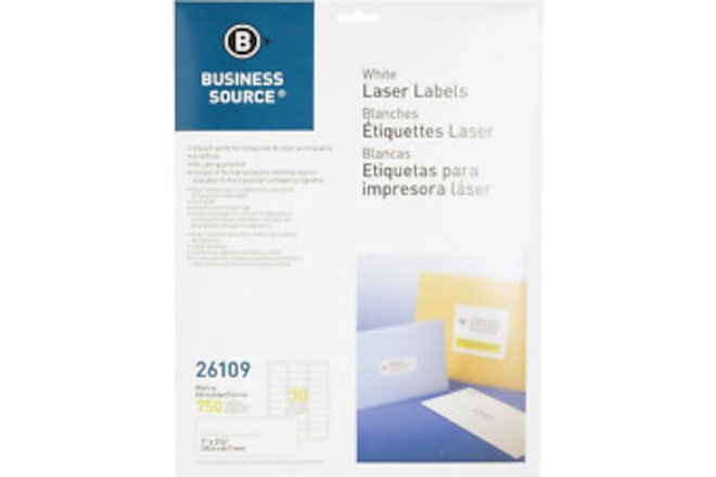 26109 Mailing Labels, Laser, 1-Inch X2-5/8-Inch , 750/PK, White