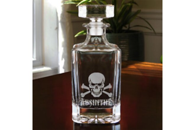 75% OFF! Skull Etched All Glass Absinthe Decanter 26 oz