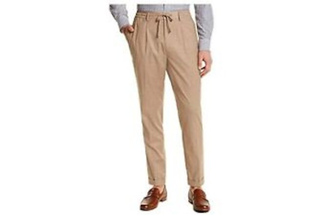$75 Tasso Elba Designer Classic-Fit Stretch Tropical Weight Dress Pants Khaki XL
