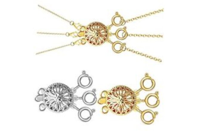 Layered Necklace Clasp for Women Slide Jewelry Lock Silver 2PCS 3Silver+3Gold